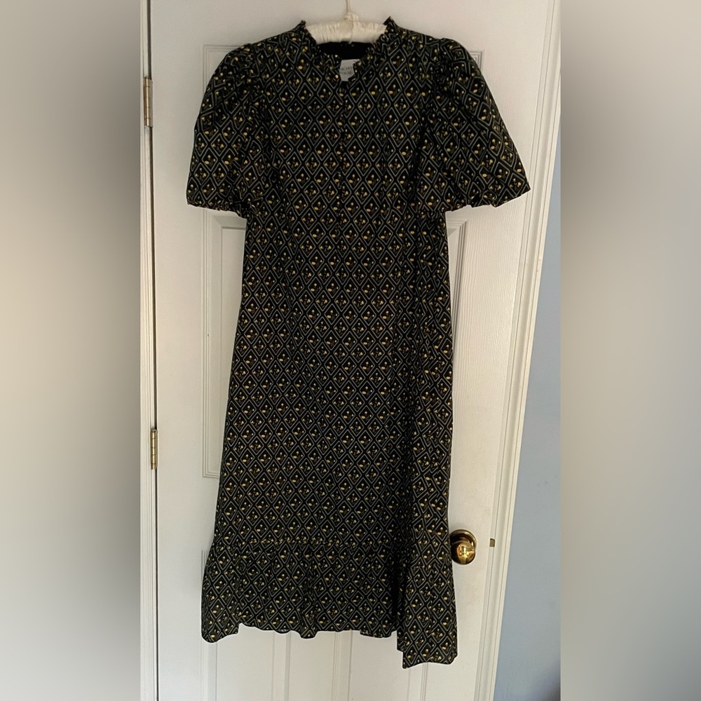 Tuckernuk Hyacinth House Floral Puff-Sleeve Maxi Dress Large